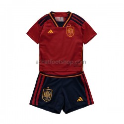Maillot Espagne Domicile Tenue pour Enfant Coupe du Monde 2022 Manche Courte
