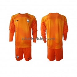 Maillot France Gardien Extérieur Tenue pour Enfant Coupe du Monde 2022 Manche Longue