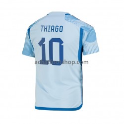 Maillot Espagne Thiago 10 Extérieur Tenue pour Homme Coupe du Monde 2022 Manche Courte