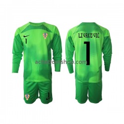 Maillot Croatie Livakovic 1 Gardien Extérieur Tenue pour Enfant Coupe du Monde 2022 Manche Longue Maillot Croatie Livakovic 1 Gardien Extérieur Tenue pour Enfant Coupe du Monde 2022 Manche Longue
