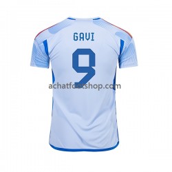 Maillot Espagne Gavi 9 Extérieur Tenue pour Homme Coupe du Monde 2022 Manche Courte