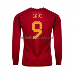 Maillot Espagne Gavi 9 Domicile Tenue pour Homme Coupe du Monde 2022 Manche Longue