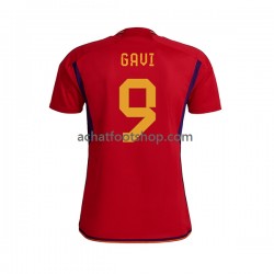 Maillot Espagne Gavi 9 Domicile Tenue pour Homme Coupe du Monde 2022 Manche Courte