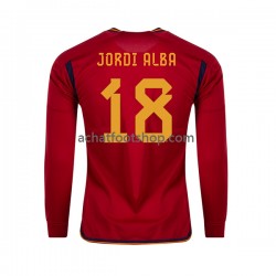 Maillot Espagne JORDI ALBA 18 Domicile Tenue pour Homme Coupe du Monde 2022 Manche Longue