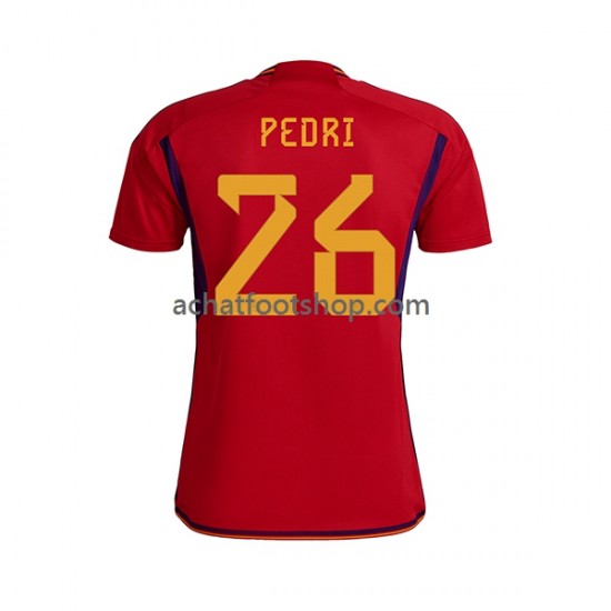 Maillot Espagne PEDRI 26 Domicile Tenue pour Homme Coupe du Monde 2022 Manche Courte