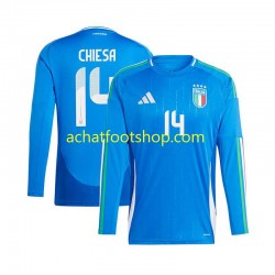 Maillot Italie Chiesa 14 Domicile Tenue pour Homme Euro 2024 Manche Longue