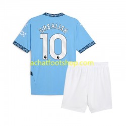 Maillot Manchester City Jack Grealish 10 Domicile Tenue pour Enfant 2024-2025 Manche Courte