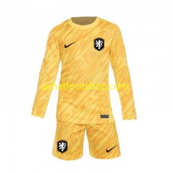Maillot Pays-Bas Gardien Extérieur Tenue pour Enfant Euro 2024 Manche Longue Maillot Pays-Bas Gardien Extérieur Tenue pour Enfant Euro 2024 Manche Longue