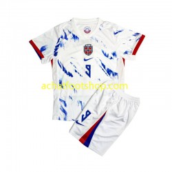 Maillot Norvège Erling Haaland 9 Extérieur Tenue pour Enfant 2024 Manche Courte